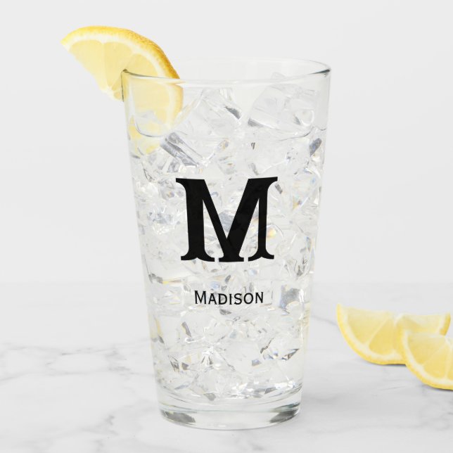 Benutzerdefiniertes Monogramm oder Namens-Bierglas Glas (Vorderseite Ice)