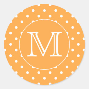 Benutzerdefiniertes Monogramm. Orange und White Po Runder Aufkleber