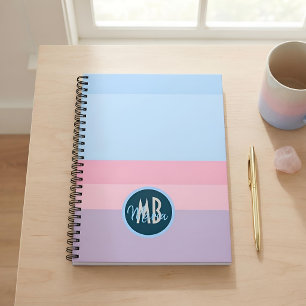 Benutzerdefiniertes Monogramm Pastellrosa & Blau S Notizblock