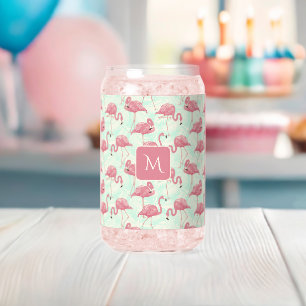 Benutzerdefiniertes Monogramm rosa Flamingos-Muste Dosenglas