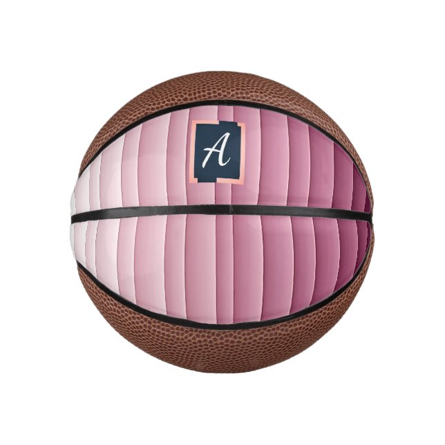 Benutzerdefiniertes Monogramm Rosa Gradient Vertik Mini Basketball (Vorderseite)
