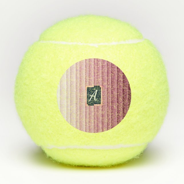 Benutzerdefiniertes Monogramm Rosa Gradient Vertik Tennisbälle (Vorderseite)