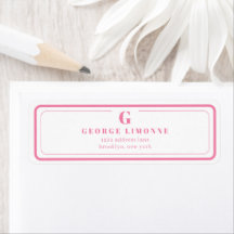 Benutzerdefiniertes Monogramm Rosa Rand Adressetik