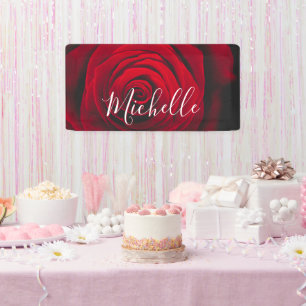 Benutzerdefiniertes Monogramm rote Rose Vintage-Fo Banner