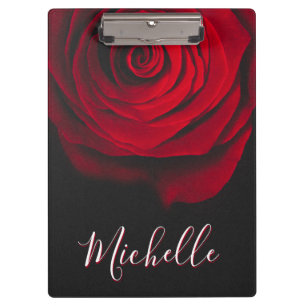 Benutzerdefiniertes Monogramm rote Rose Vintage-Fo Klemmbrett