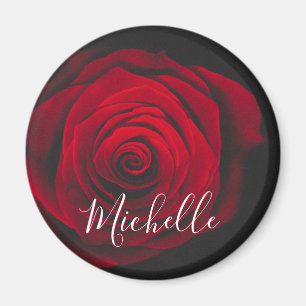 Benutzerdefiniertes Monogramm rote Rose Vintage-Fo Magnet