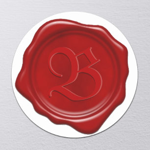 Benutzerdefiniertes Monogramm rotes Wachssiegel Runder Aufkleber