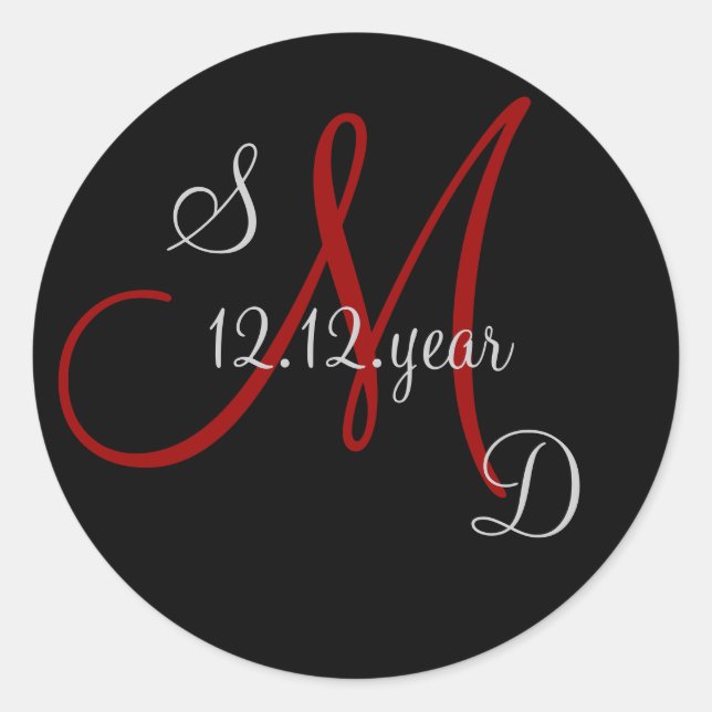 Benutzerdefiniertes Monogramm Runder Aufkleber (Vorderseite)