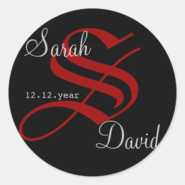 Benutzerdefiniertes Monogramm Runder Aufkleber (Vorderseite)