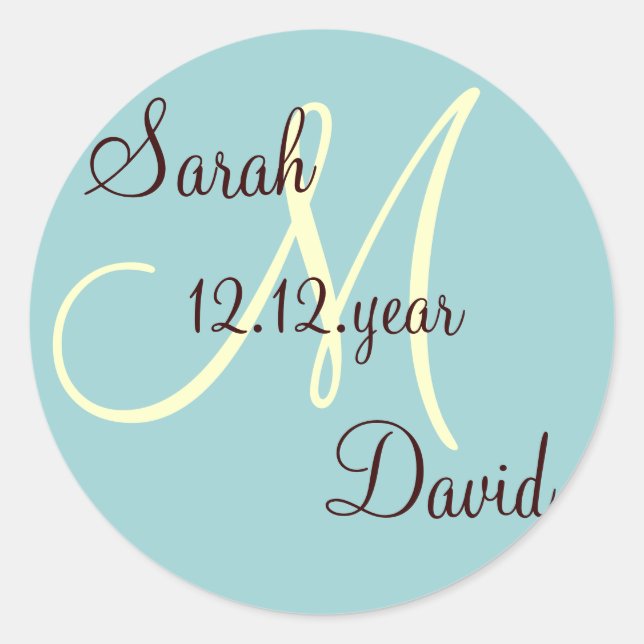 Benutzerdefiniertes Monogramm Runder Aufkleber (Vorderseite)