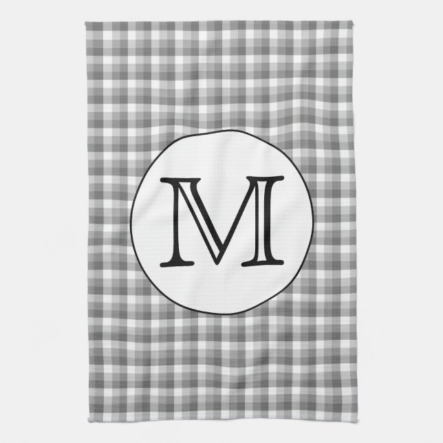  Benutzerdefiniertes Monogramm Schwarz und Weiß mi Geschirrtuch (Vertikal)