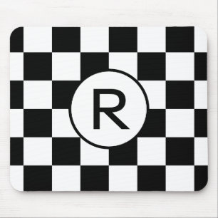 Benutzerdefiniertes Monogramm-Schwarz-weißes Prüfp Mousepad
