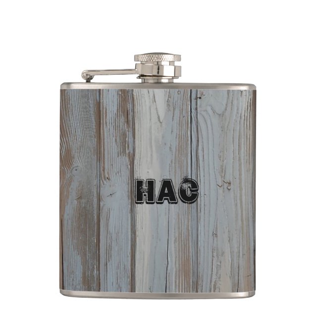 Benutzerdefiniertes Monogramm Stallholz Schnapsfla Flachmann (Vorderseite)