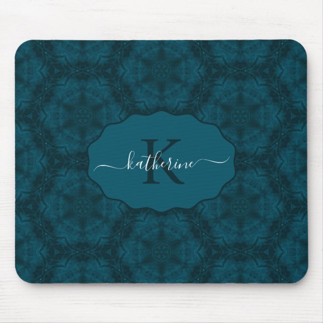 Benutzerdefiniertes Monogramm Teal Navy Blau  Mousepad (Vorne)