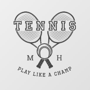 Benutzerdefiniertes Monogramm TENNIS Fensteraufkleber