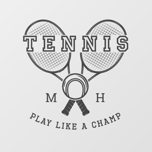 Benutzerdefiniertes Monogramm TENNIS Fensteraufkleber (Blatt)