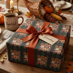 Benutzerdefiniertes Monogramm Thanksgiving persona Geschenkpapier