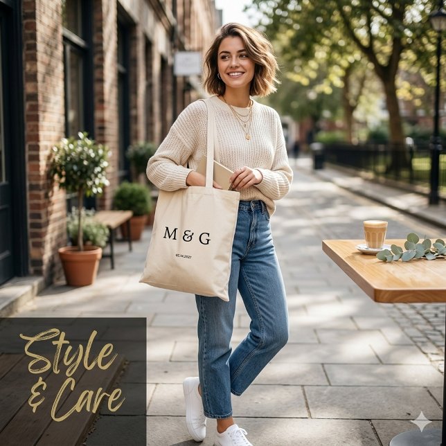 Benutzerdefiniertes Monogramm und Datumssymbol des Tragetasche (Custom Monogram and Date Symbol of Love Budget Tote Bag)