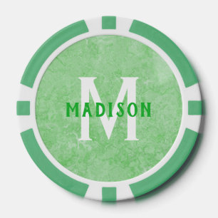 Benutzerdefiniertes Monogramm und Imitate Grüne Ma Pokerchips