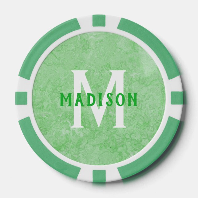 Benutzerdefiniertes Monogramm und Imitate Grüne Ma Pokerchips (Vorderseite)