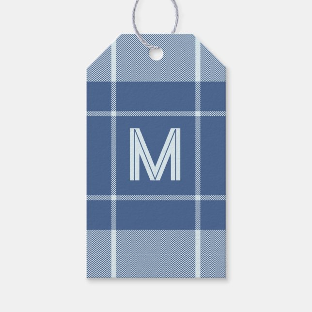 Benutzerdefiniertes Monogramm und Karierter Text / Geschenkanhänger (Vorderseite)