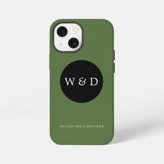 Benutzerdefiniertes Monogramm und Name iPhone 13 Mini Hülle (Rückseite)
