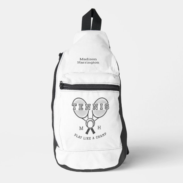Benutzerdefiniertes Monogramm und Name TENNIS Crossbody Bag (Vorderseite)