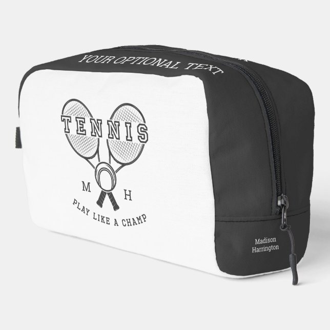 Benutzerdefiniertes Monogramm und Name TENNIS Waschbeutel (Rechte Ecke)