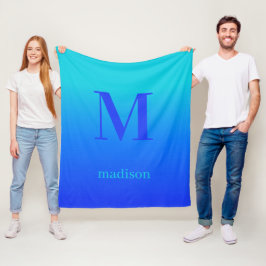 Benutzerdefiniertes Monogramm und Name Türkis bis Fleecedecke