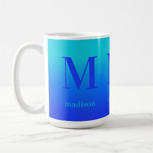 Benutzerdefiniertes Monogramm und Name Türkis bis  Kaffeetasse