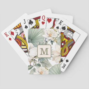 Benutzerdefiniertes Monogramm Wasserfarbe Floral Spielkarten