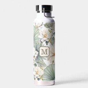 Benutzerdefiniertes Monogramm Wasserfarbe Floral Trinkflasche