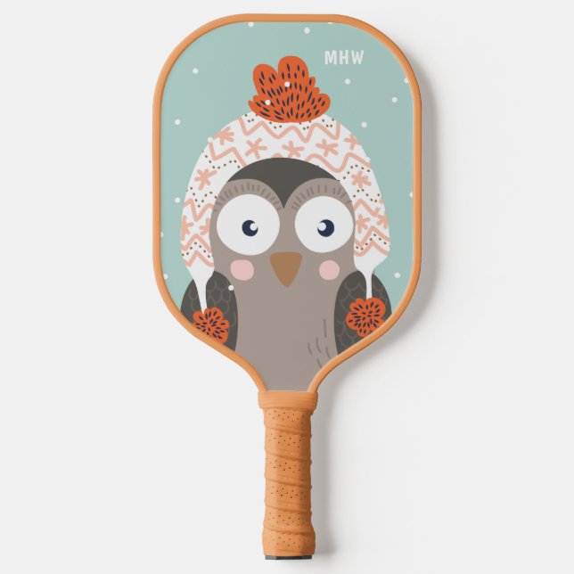 Benutzerdefiniertes Monogramm Winterhaufen Pickleball Schläger (Vorderseite)