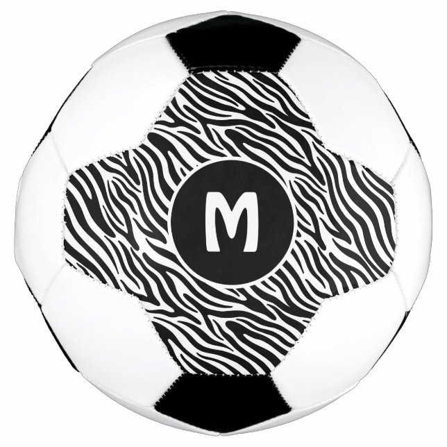 Benutzerdefiniertes Monogramm Zebra-Muster Fußball (Vorderseite)