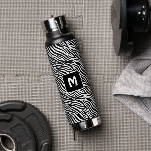 Benutzerdefiniertes Monogramm Zebra-Muster Trinkflasche