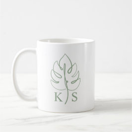 Benutzerdefiniertes Monstera-Monogramm-Hochzeitslo Kaffeetasse