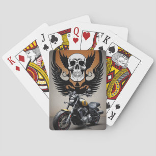 Benutzerdefiniertes Motorrad mit Totenkopf-Grafik Spielkarten