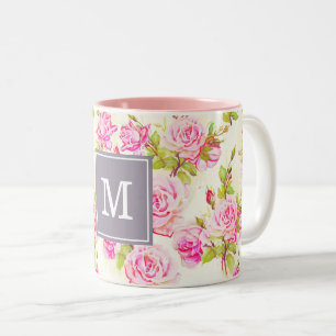 Benutzerdefiniertes Muster Alte Rose Monogramm Tas Zweifarbige Tasse