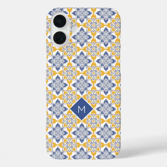 Benutzerdefiniertes Muster für Portugese-Tiles iPhone 16 Plus Hülle (Rückseite)