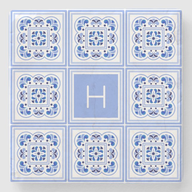 Benutzerdefiniertes Muster für Portugese-Tiles Steinuntersetzer (Vorderseite)