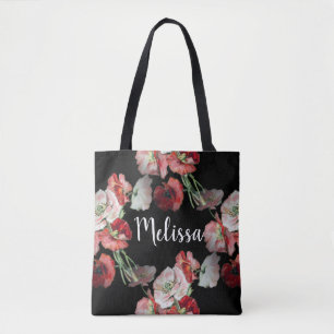 Benutzerdefiniertes Muster mit rosa und roten Mohn Tasche