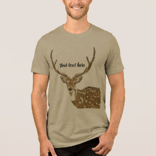 Benutzerdefiniertes Name Geweih-Shirt, Rustikale W Tri-Blend Shirt