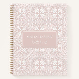 Benutzerdefiniertes Namen Blush Rose Vektor Muster Notizbuch