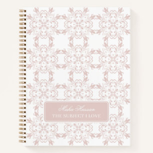 Benutzerdefiniertes Namen Blush Rose Vektor Muster Notizbuch