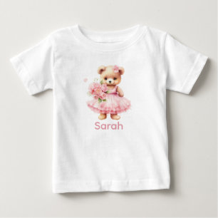 Benutzerdefiniertes Namens Rosa Teddybär Baby-Shir Baby T-shirt