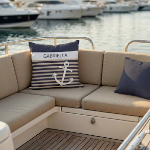 Benutzerdefiniertes nautisches Taupe-Beige-Braun-S Kissen