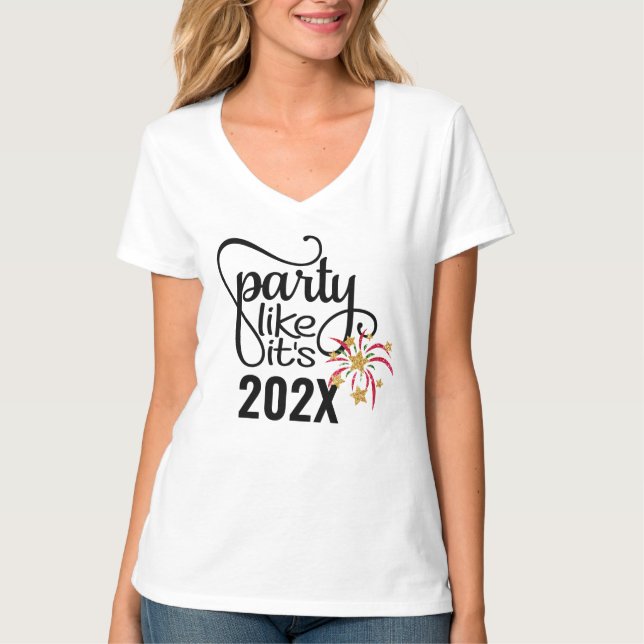 Benutzerdefiniertes neues Jahr T-Shirt Fireworks P (Vorderseite)