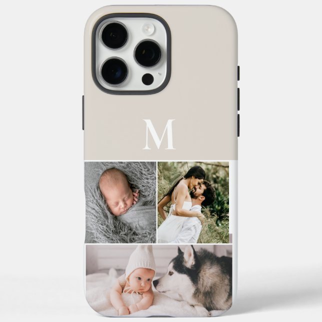 Benutzerdefiniertes neutrales Beige-Monogramm für  iPhone 16 Pro Max Hülle (Rückseite)