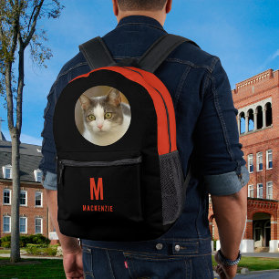Benutzerdefiniertes Niedliches Chat Foto Orange Mo Bedruckter Rucksack