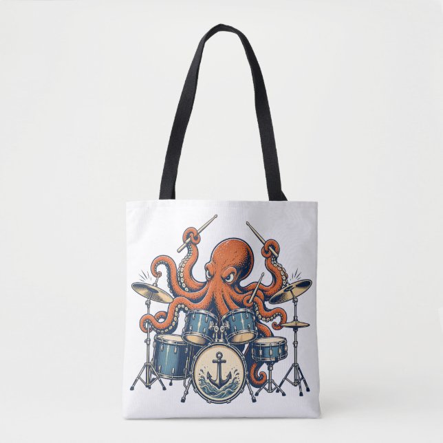 Benutzerdefiniertes Octopus-Drummer-Design Tasche (Vorderseite)